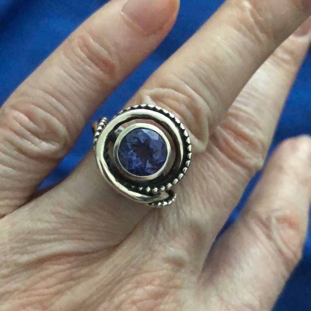 Israeli sterling and purple blue Iolite ring